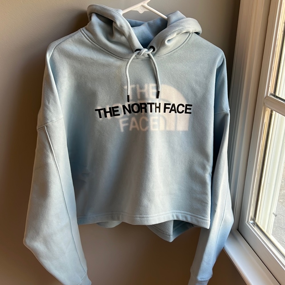 The North Face Light Blue Cropped Hoodie